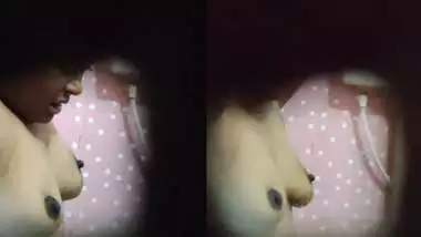 Mom bathing caught through hole by horny son